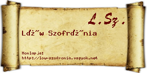 Löw Szofrónia névjegykártya